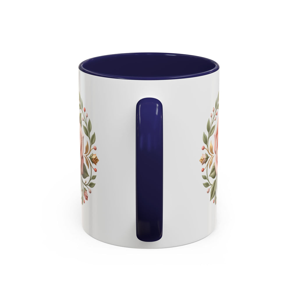 Rose Wreath Accent Coffee Mug — Floral 11/15oz Tea & Coffee Cup