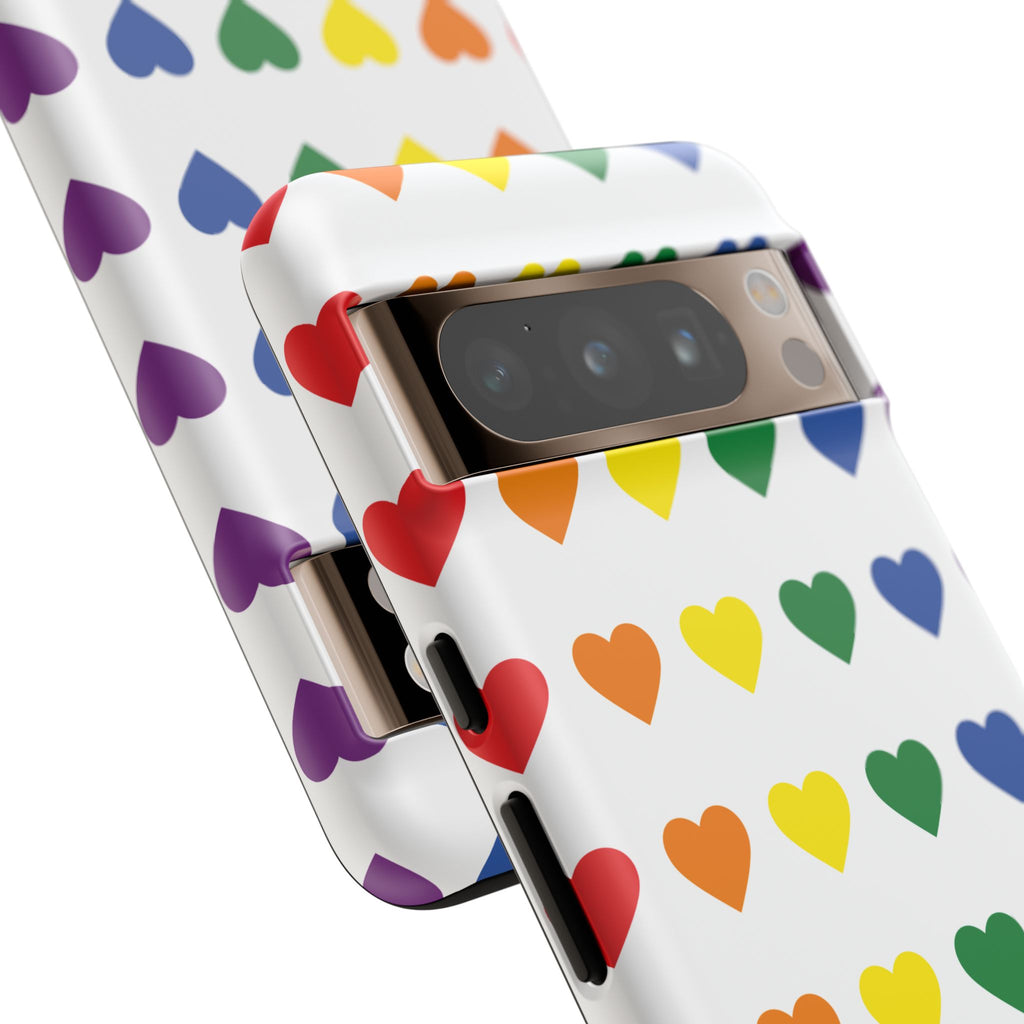 Rainbow Heart Tough Phone Case — Pride Pattern Protective Cover