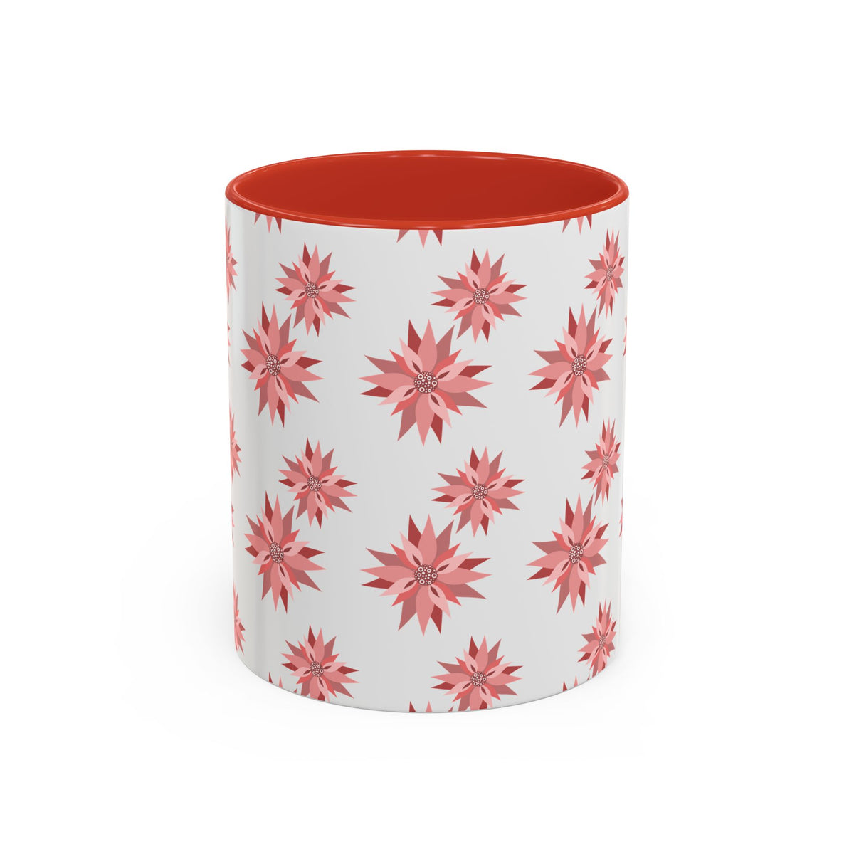 Pink Geometric Floral Accent Coffee Mug — 11/15oz