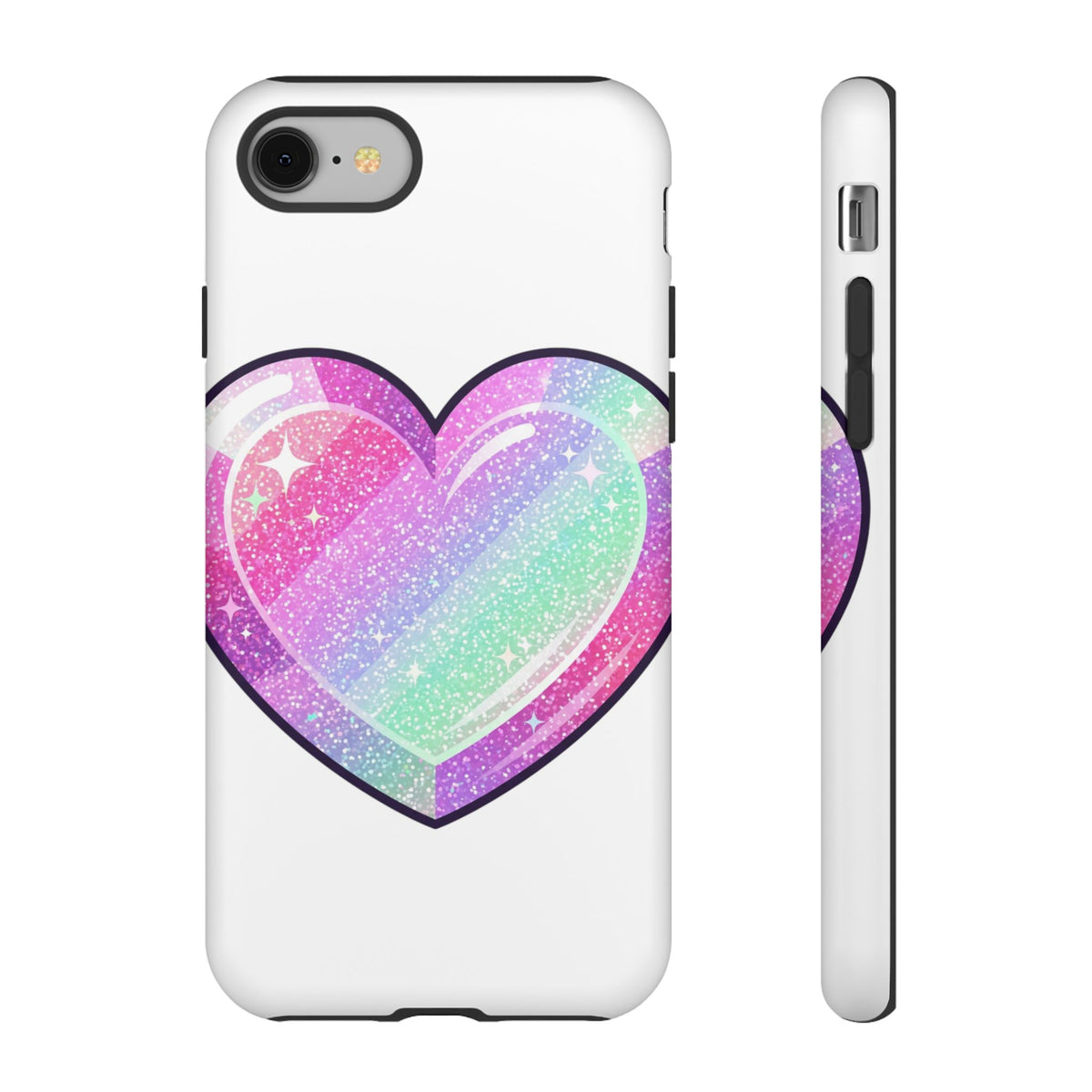 Pastel Glitter Heart Tough Phone Case — Cute Protective Phone Cover