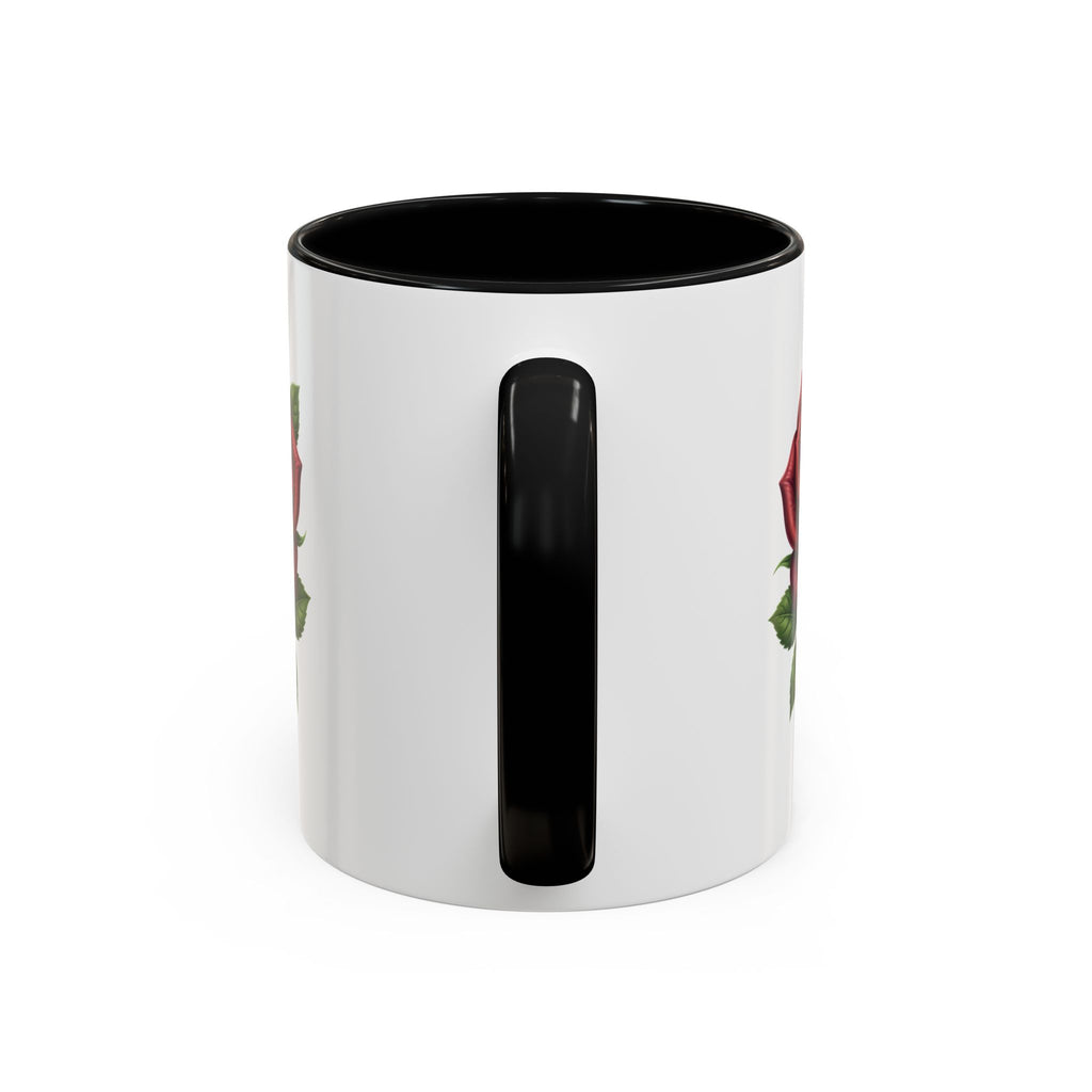 Red Rose Accent Coffee Mug — Floral Ceramic Coffee Cup (11/15oz)