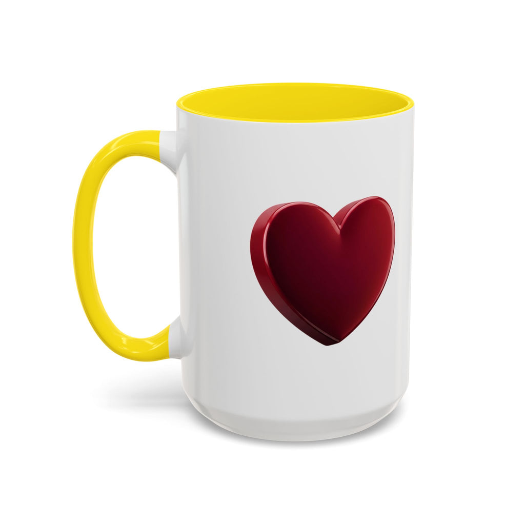 Heart Accent Coffee Mug – Red 3D Heart Design, Valentine’s Day Gift