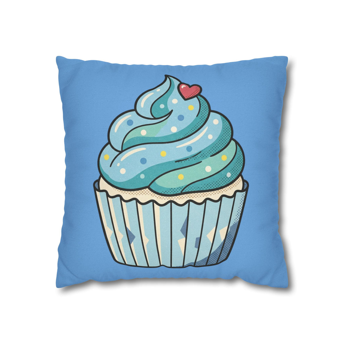 Blue Cupcake Throw Pillowcase — Cute Dessert Decorative Cushion Cover- Light Blue