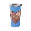 20oz Glitter Heart Tumbler - Sparkle Love Travel Cup- Light Blue