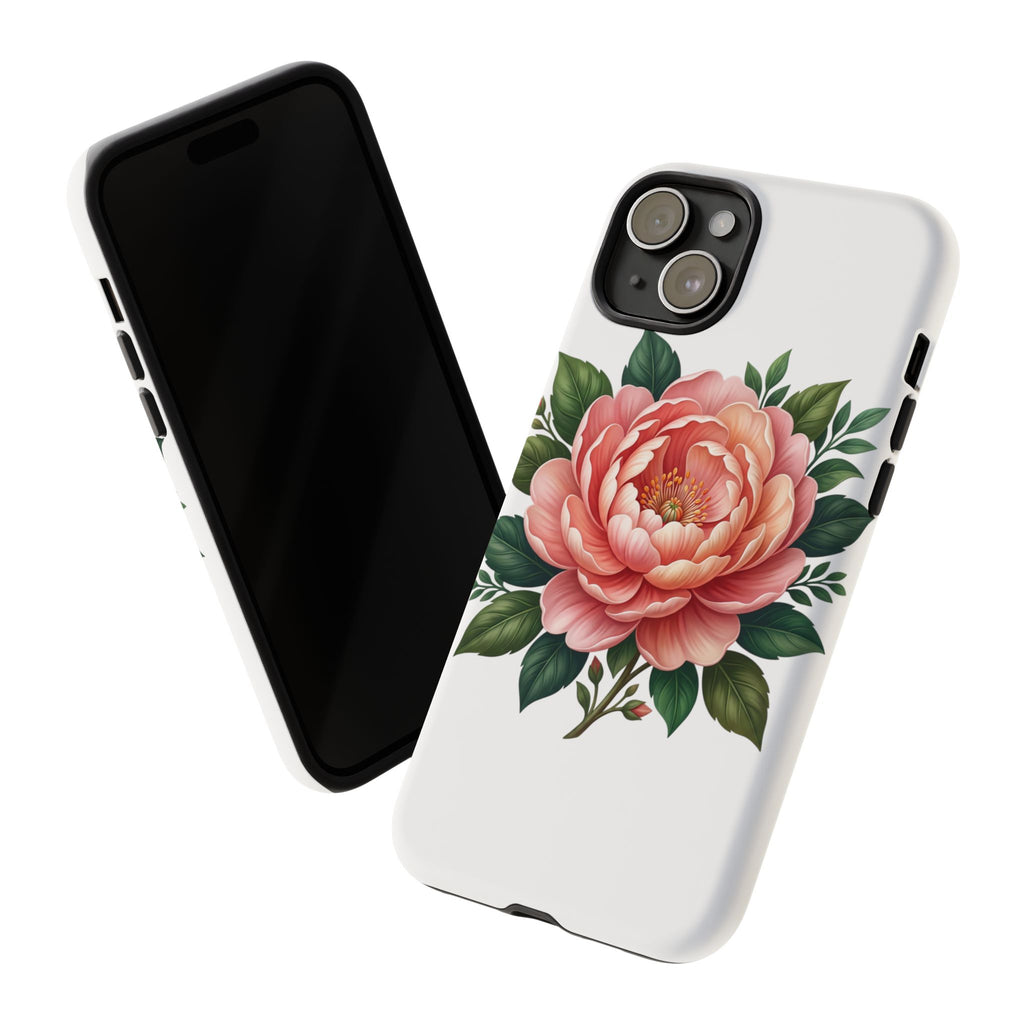 Floral Peony Tough Phone Case — Protective Botanical iPhone Cover