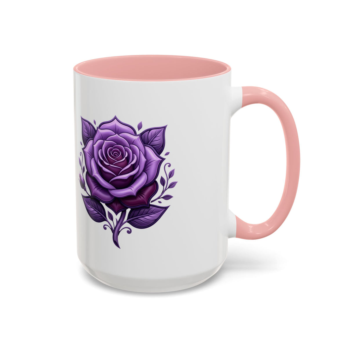 Purple Rose Accent Coffee Mug — Floral Gothic Tea Cup for Women & Gifts