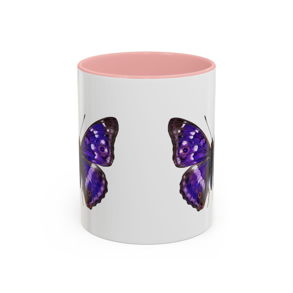 Purple Butterfly Accent Coffee Mug – Elegant Floral Butterfly Ceramic Cup