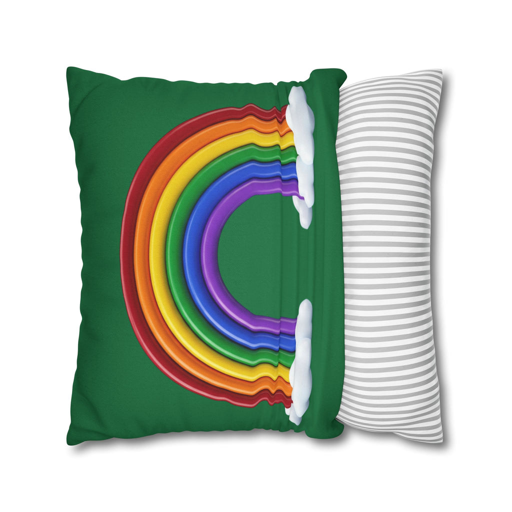 Rainbow Dark Green Spun Polyester Square Pillowcase