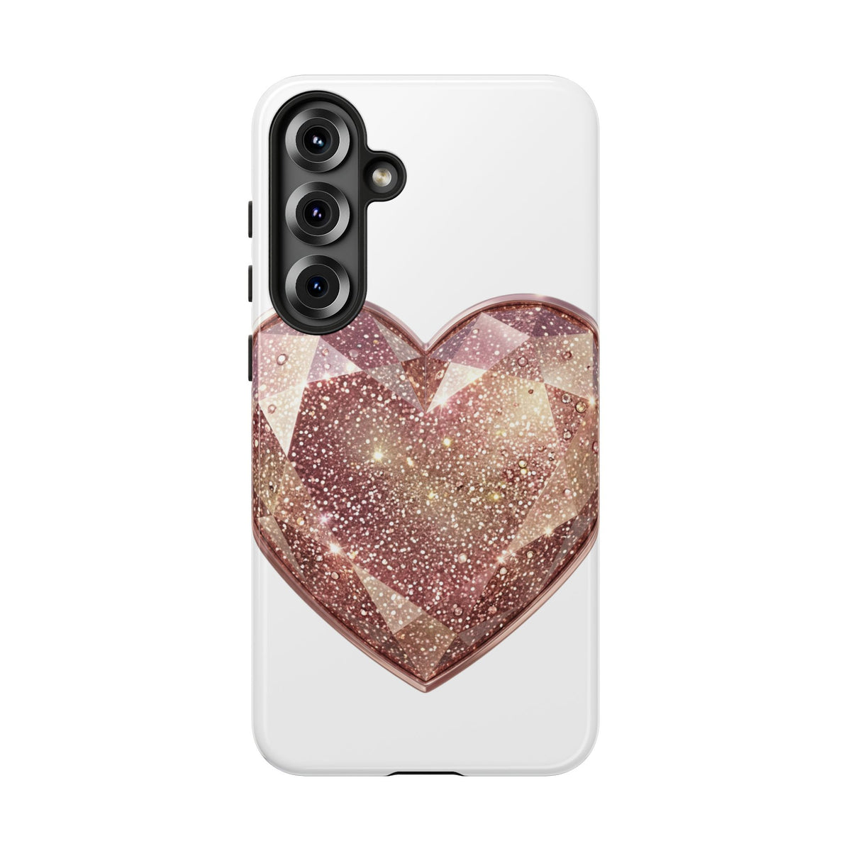 Rose Gold Glitter Crystal Heart Phone Case