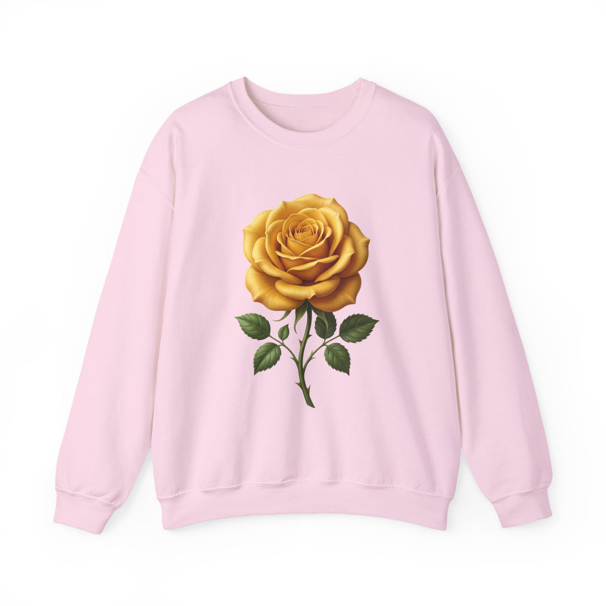 Yellow Rose Crewneck Sweatshirt — Vintage Floral Graphic