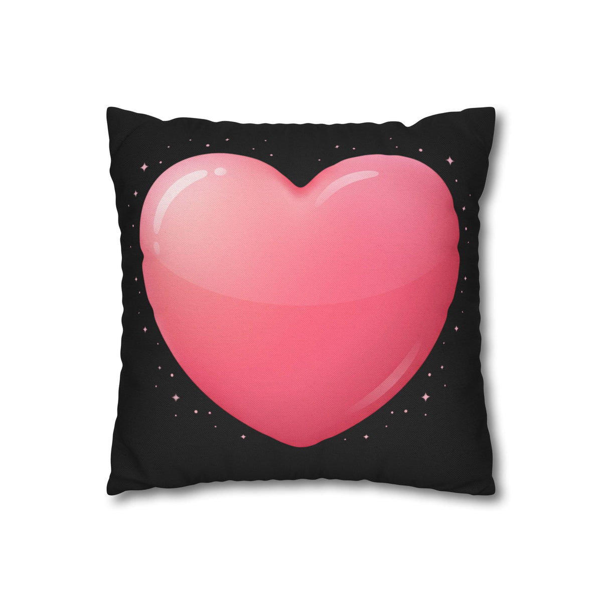 Pink Heart Black Spun Polyester Square Pillowcase