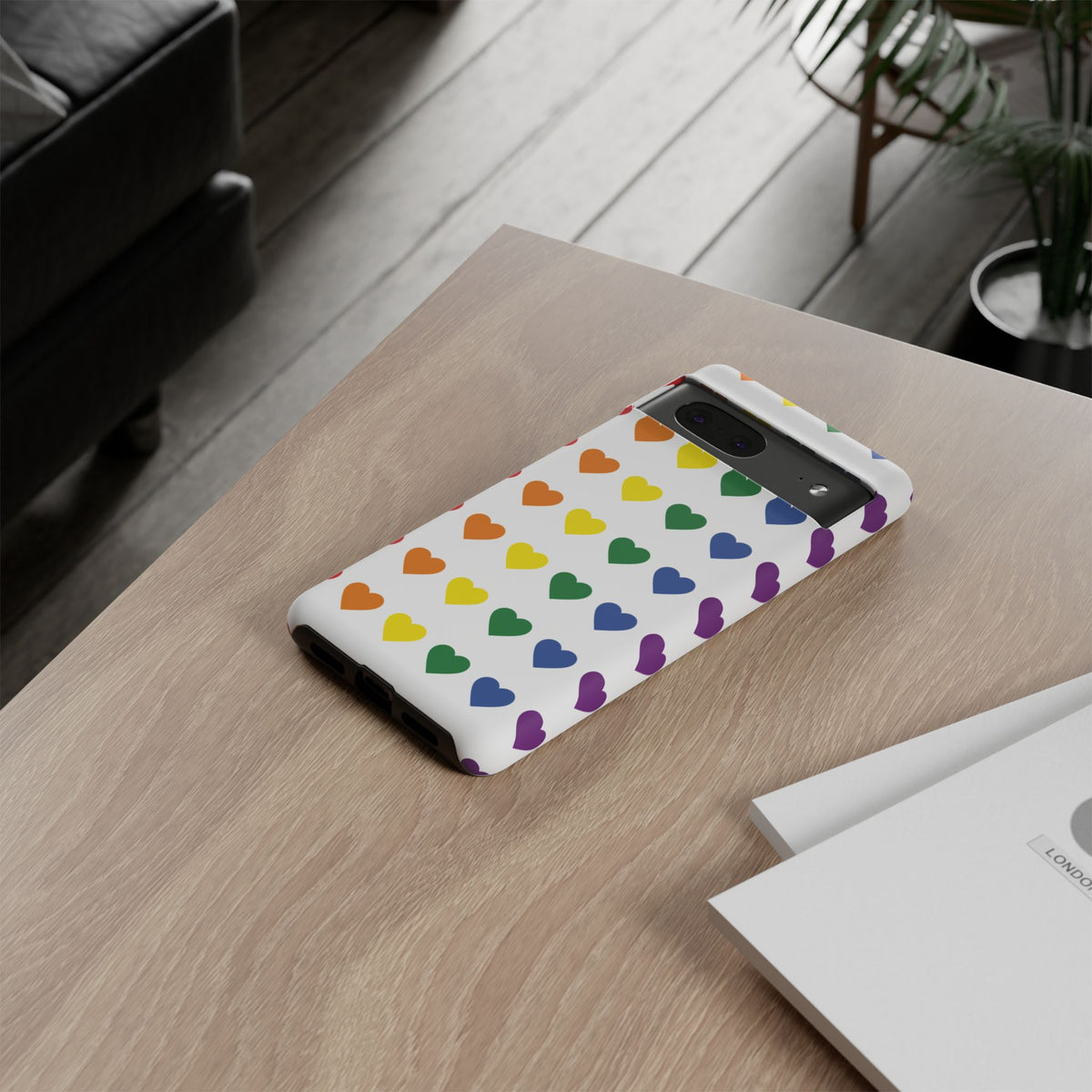 Rainbow Heart Tough Phone Case — Pride Pattern Protective Cover