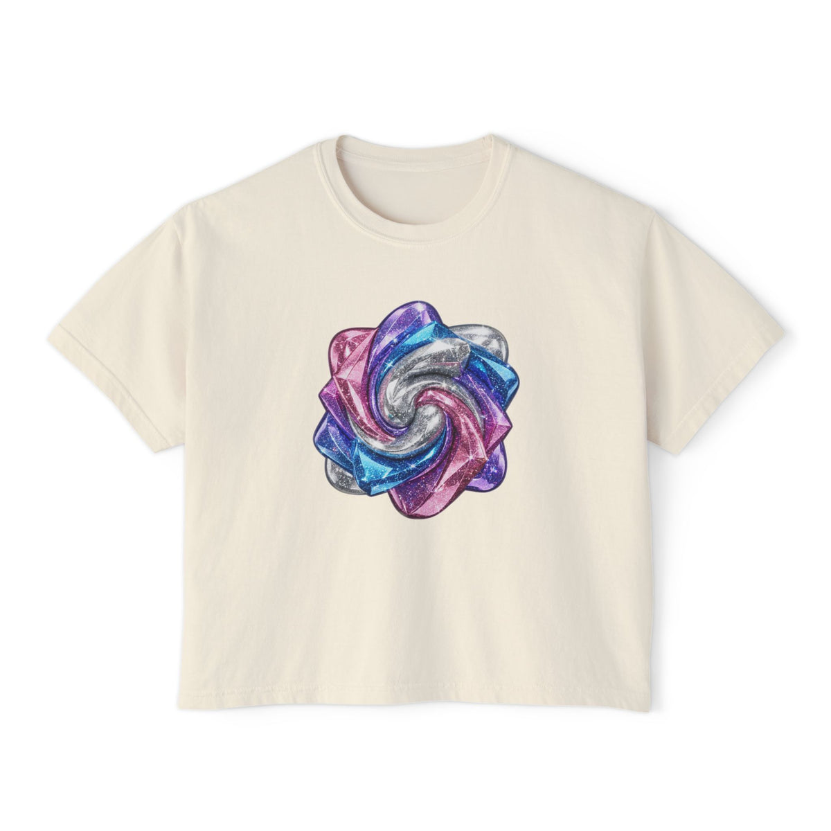 3D Glitter Design Women's Boxy Tee