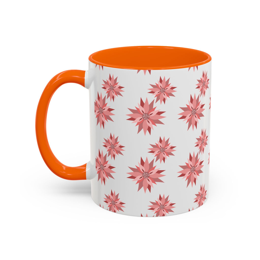 Pink Geometric Floral Accent Coffee Mug — 11/15oz