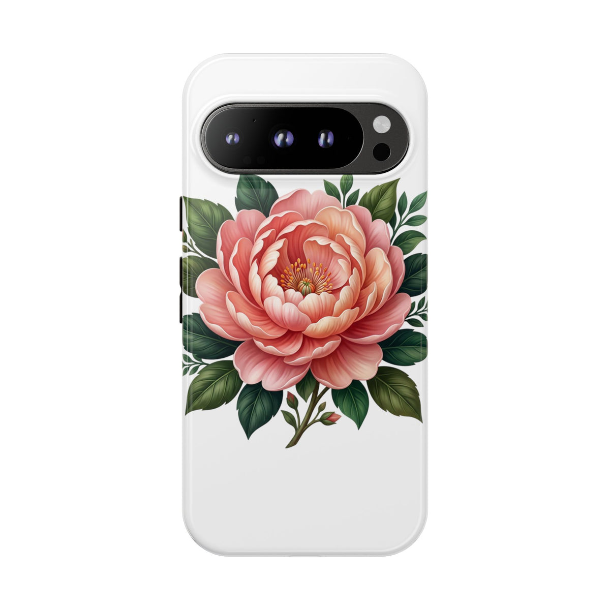 Floral Peony Tough Phone Case — Protective Botanical iPhone Cover