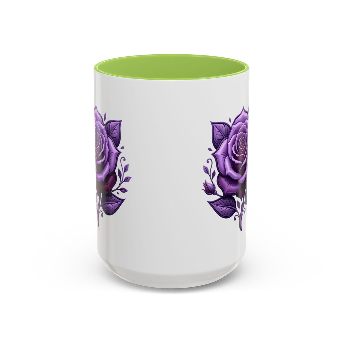 Purple Rose Accent Coffee Mug — Floral Gothic Tea Cup for Women & Gifts