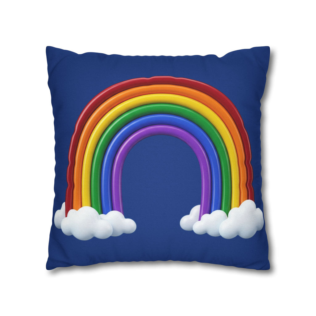 Rainbow Dark Blue Spun Polyester Square Pillowcase
