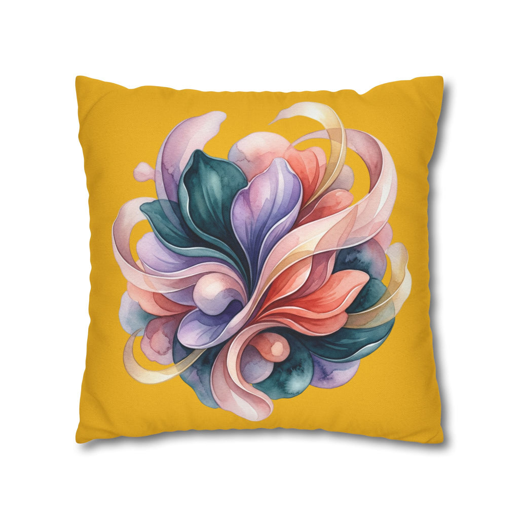 Floral Swirl Decorative Pillowcase — Vibrant Yellow Abstract Flower Accent