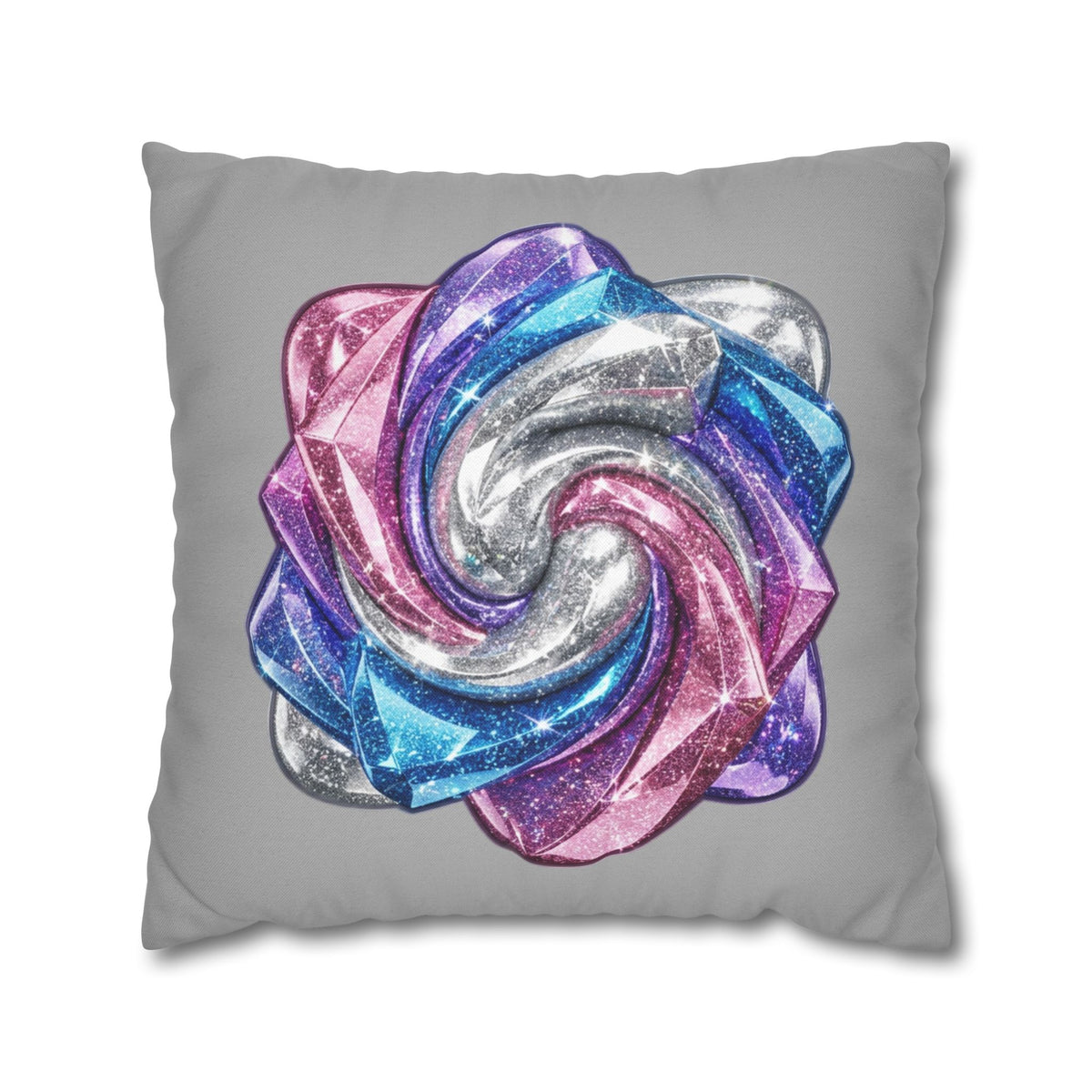 3D Glitter Design Light Grey Spun Polyester Square Pillowcase