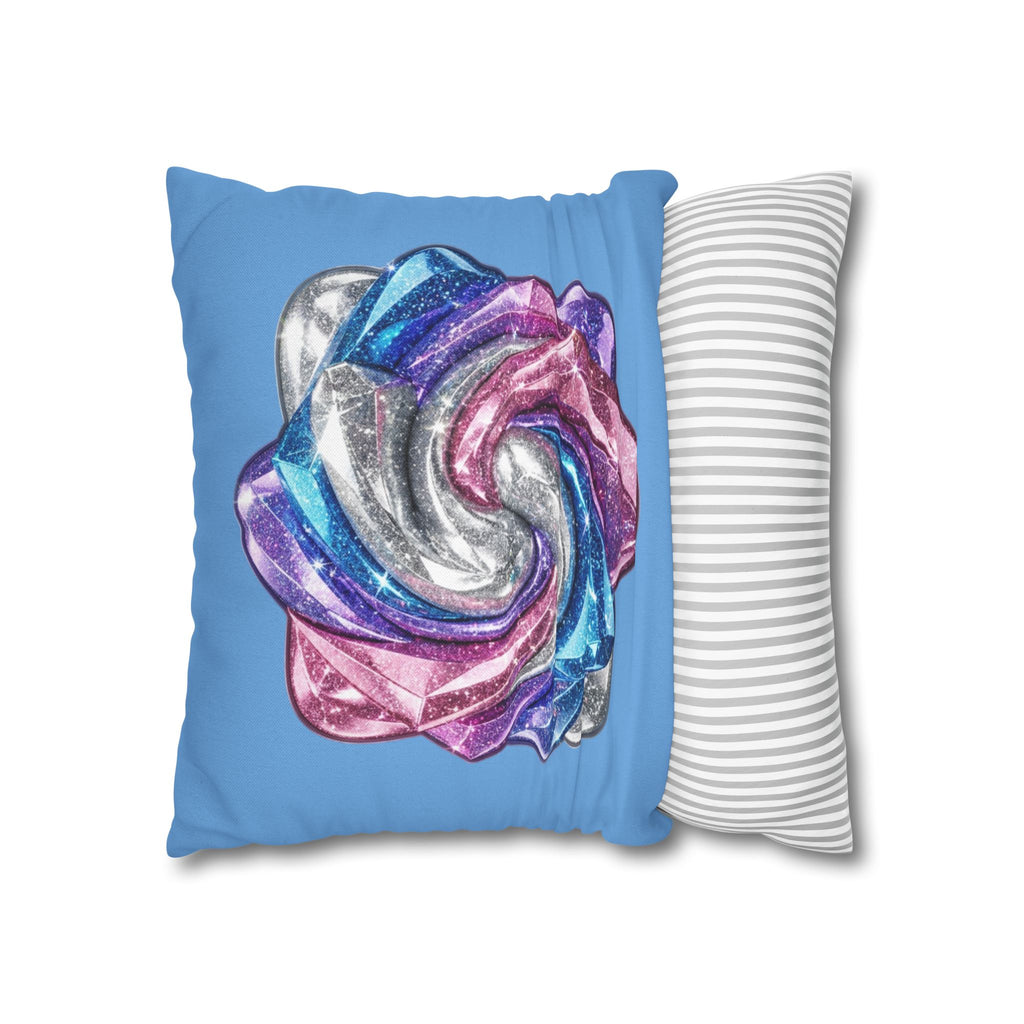 3D Glitter Design Light Blue Spun Polyester Square Pillowcase