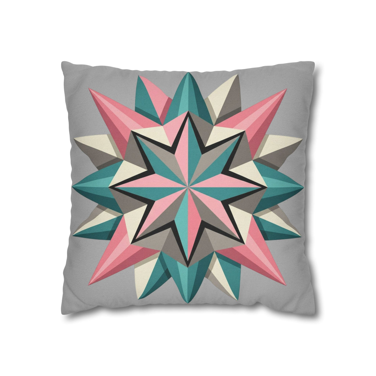 Geometric Starburst Throw Pillowcase — Pink Teal Modern Accent