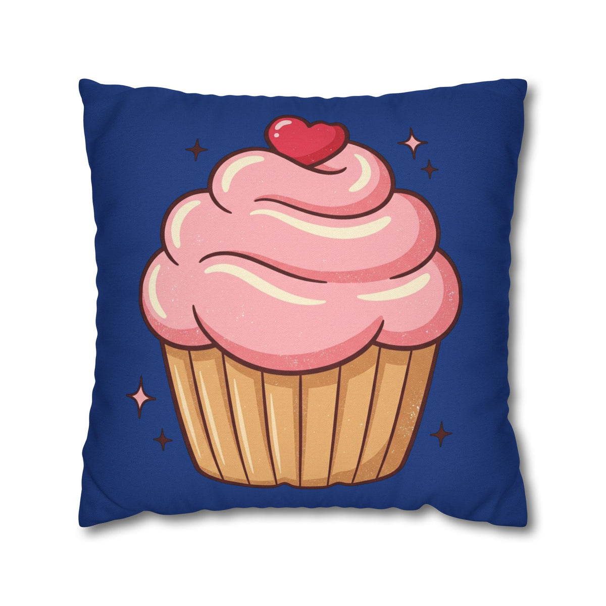 Pink Cupcake Spun Polyester Square Pillowcase- Navy
