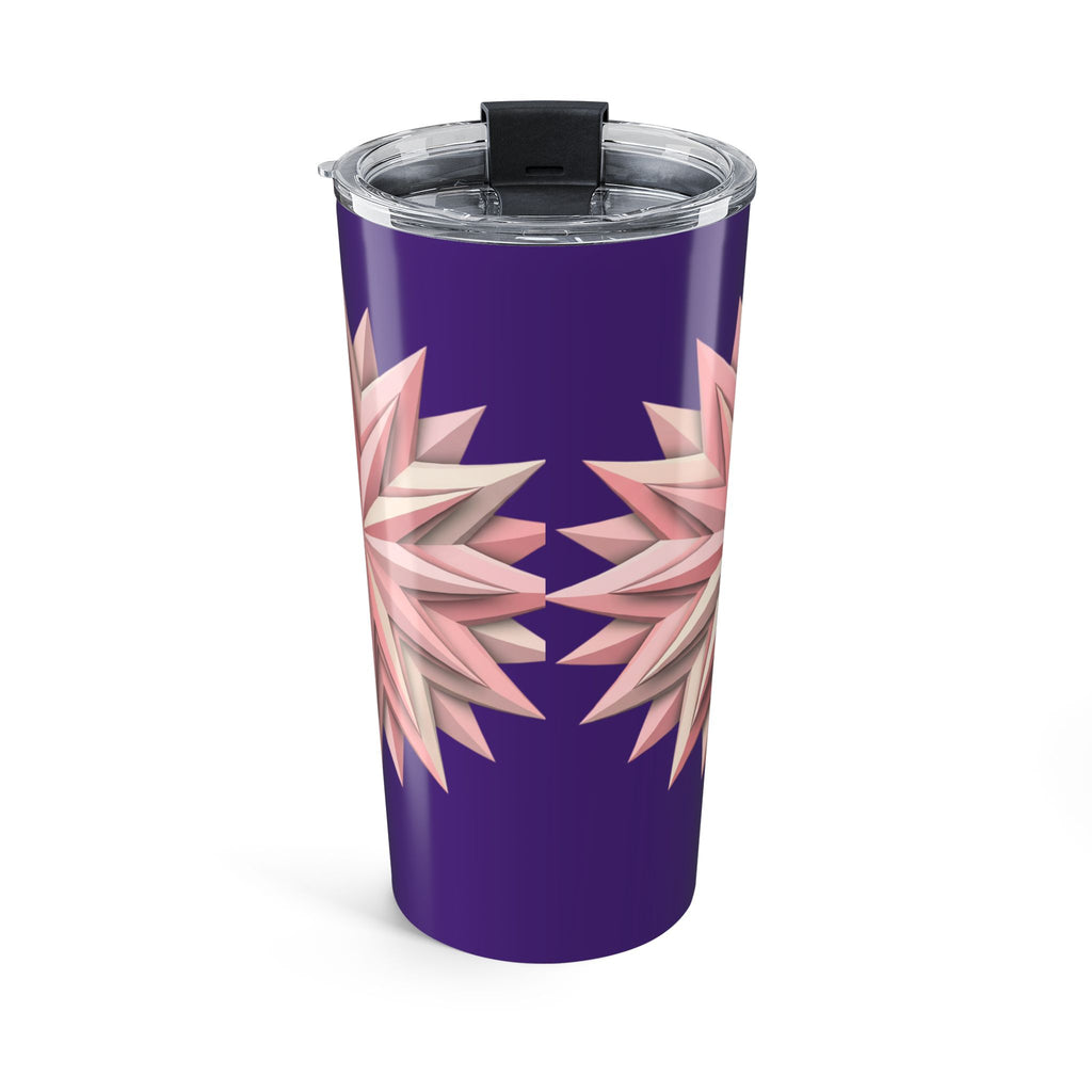 20oz Floral Geometric Tumbler — Pink Starburst on Dark Purple