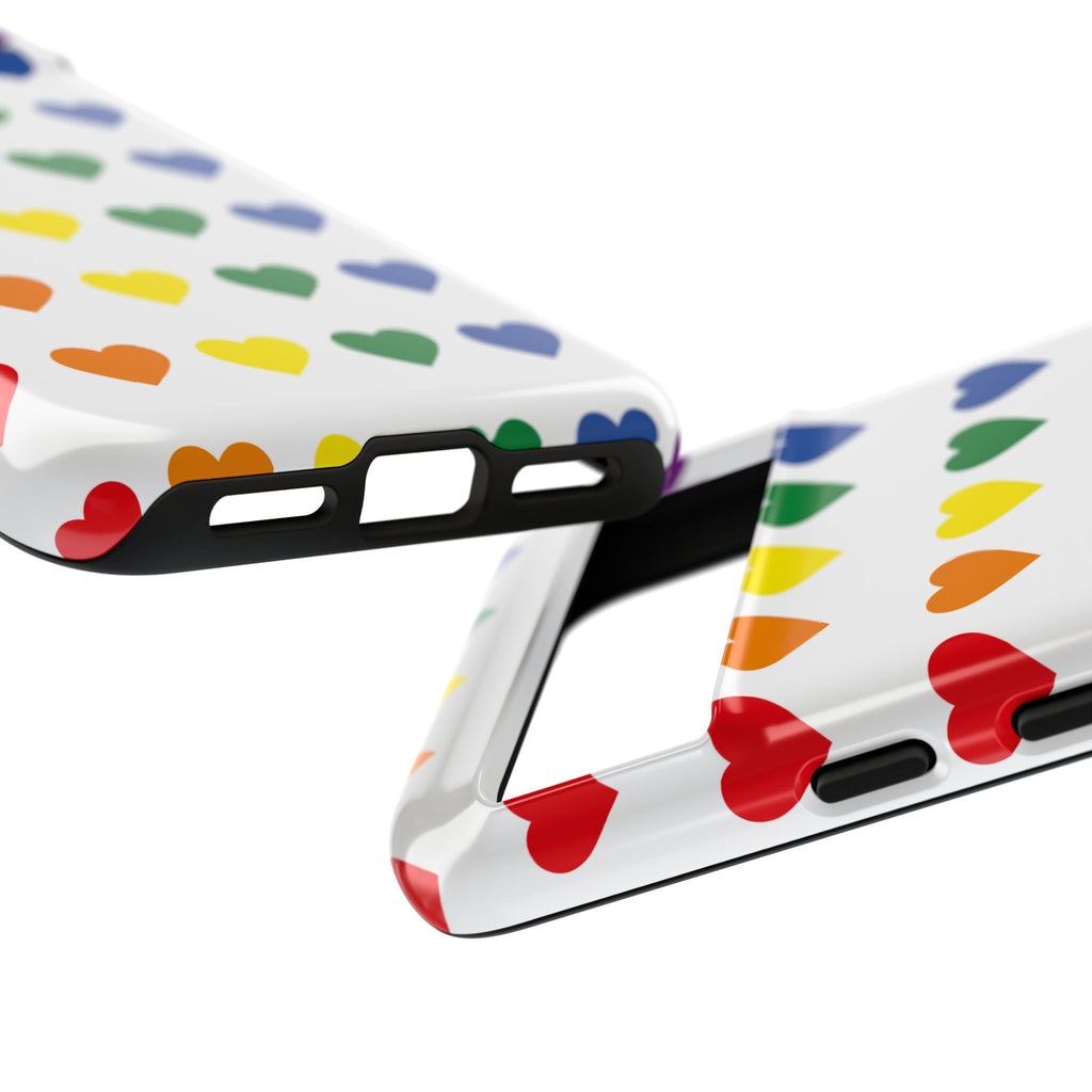 Rainbow Heart Tough Phone Case — Pride Pattern Protective Cover