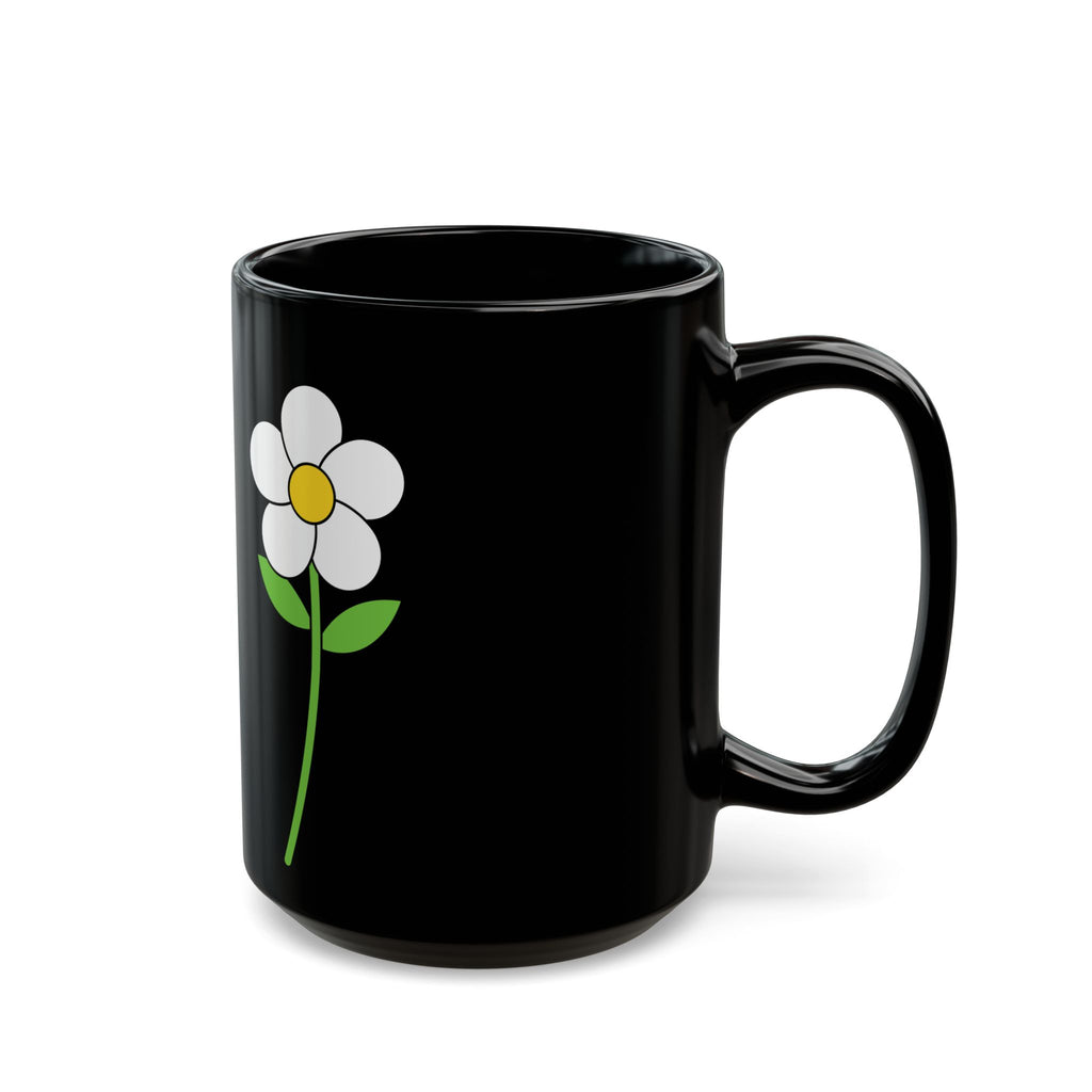 Black Daisy Mug — Cute Minimal Flower Coffee Cup (11oz & 15oz)