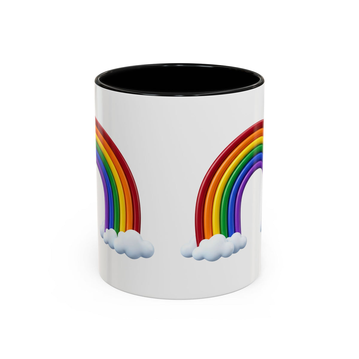 Rainbow Coffee Mug - Colorful Arc & Clouds Accent Mug (11/15oz)