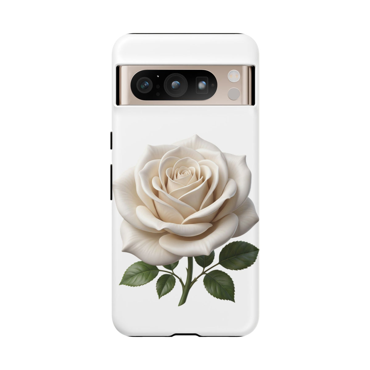 White Rose Tough Phone Case – Elegant Floral Protective Cover