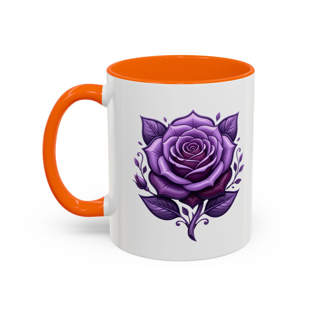 Purple Rose Accent Coffee Mug — Floral Gothic Tea Cup for Women & Gifts