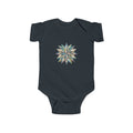 Baby Bodysuit with Geometric Starburst Quilt Design — Modern Neutral Infant Onesie