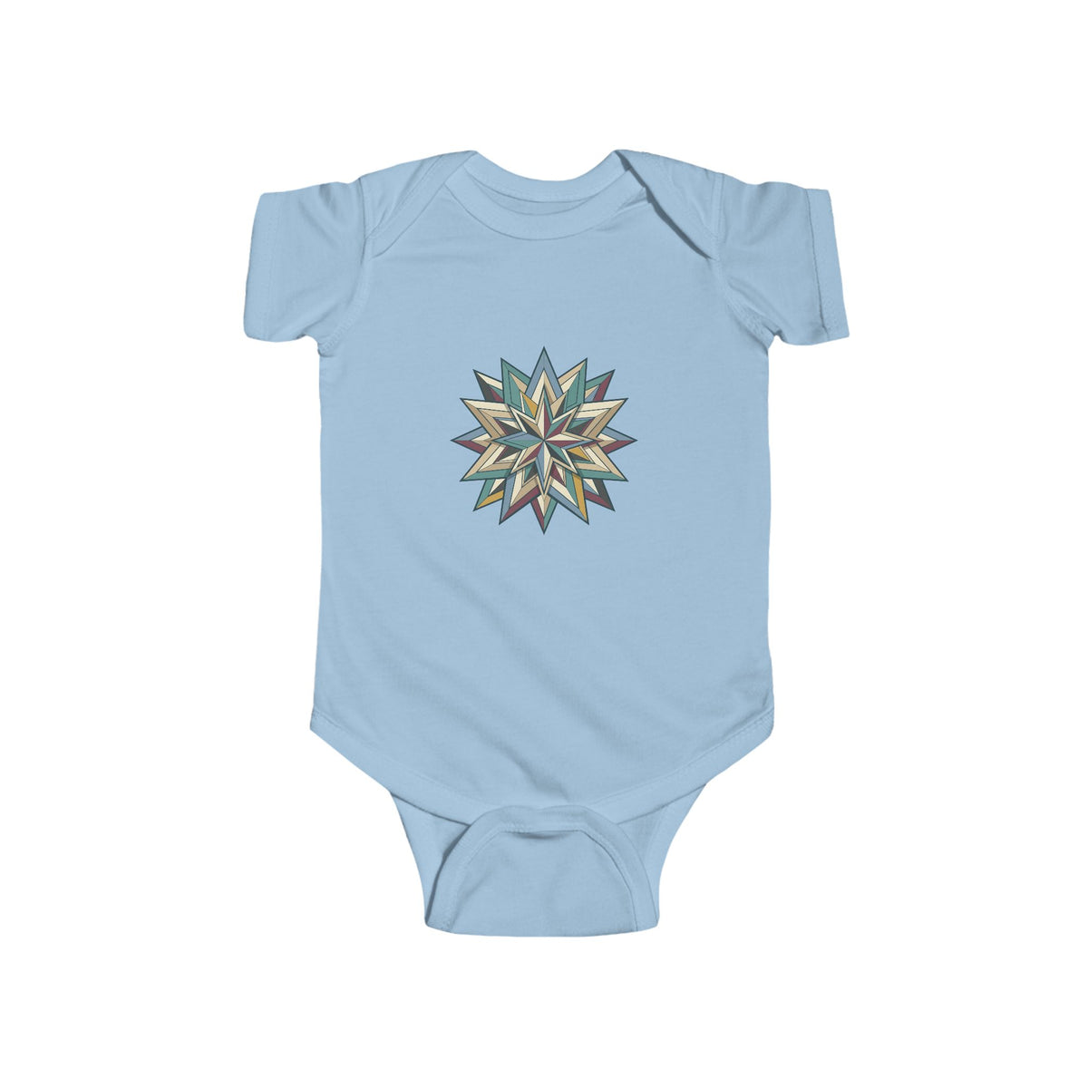 Baby Bodysuit with Geometric Starburst Quilt Design — Modern Neutral Infant Onesie
