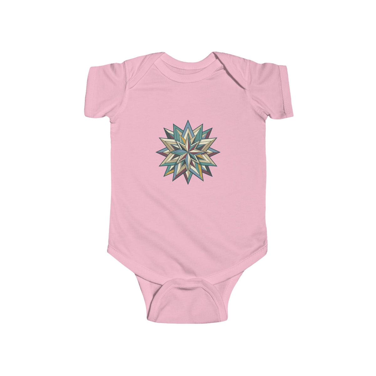 Baby Bodysuit with Geometric Starburst Quilt Design — Modern Neutral Infant Onesie