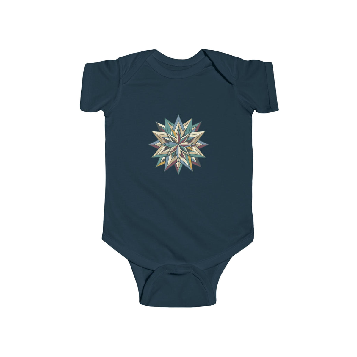 Baby Bodysuit with Geometric Starburst Quilt Design — Modern Neutral Infant Onesie
