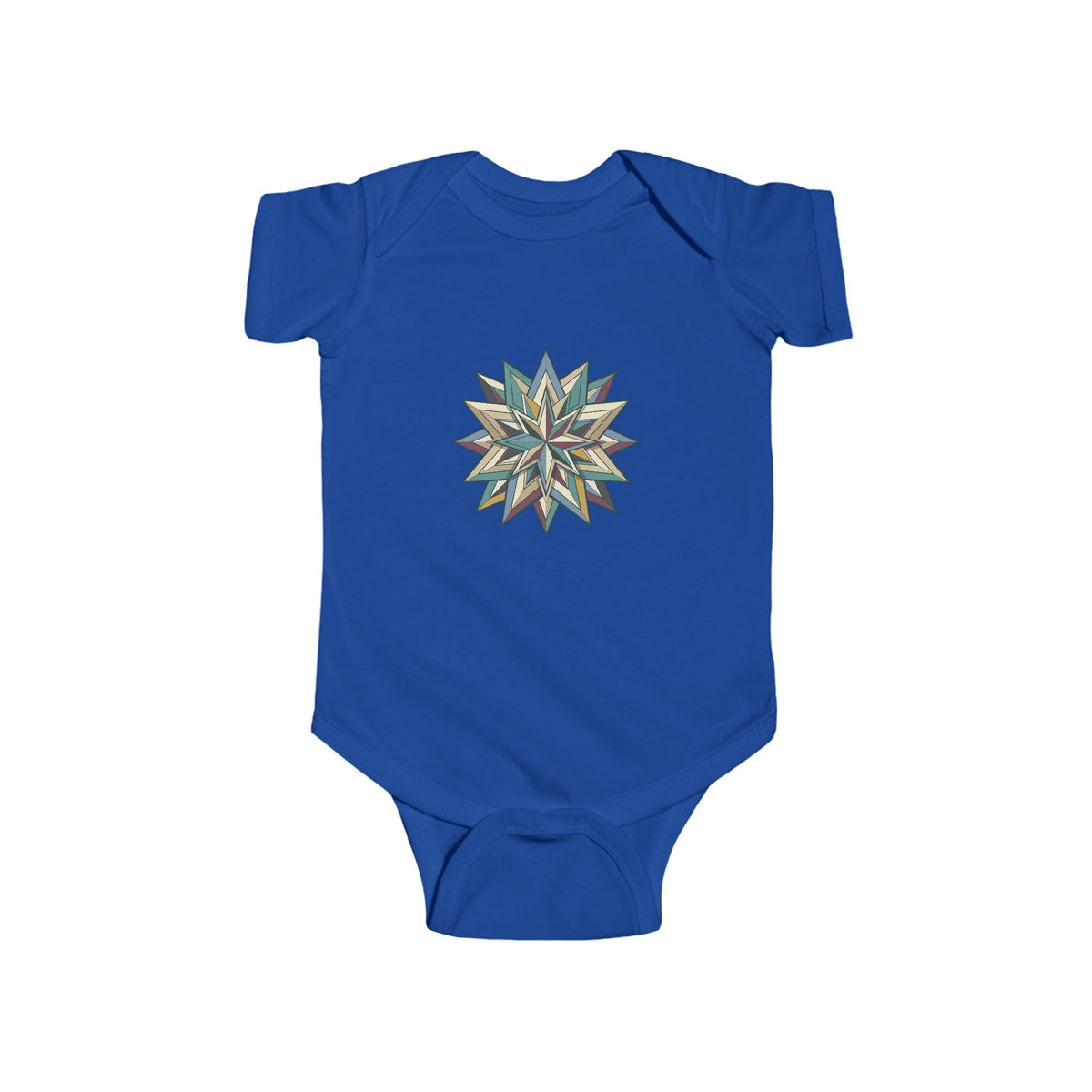 Baby Bodysuit with Geometric Starburst Quilt Design — Modern Neutral Infant Onesie