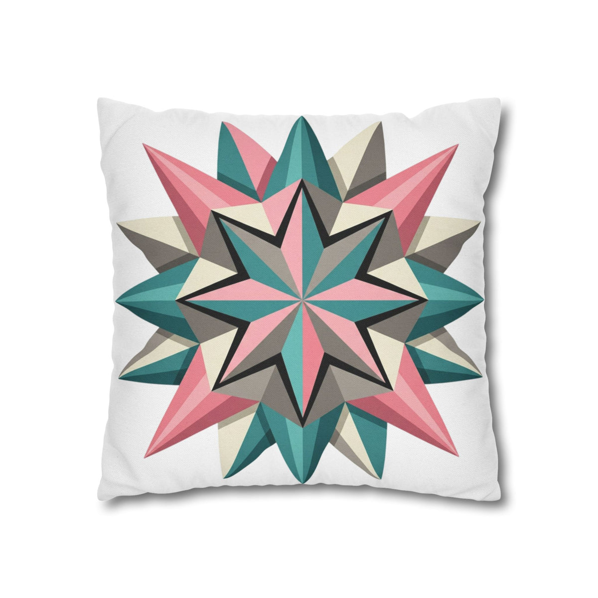 Geometric Starburst Throw Pillowcase — Pink Teal Modern Decorative Cushion Cover