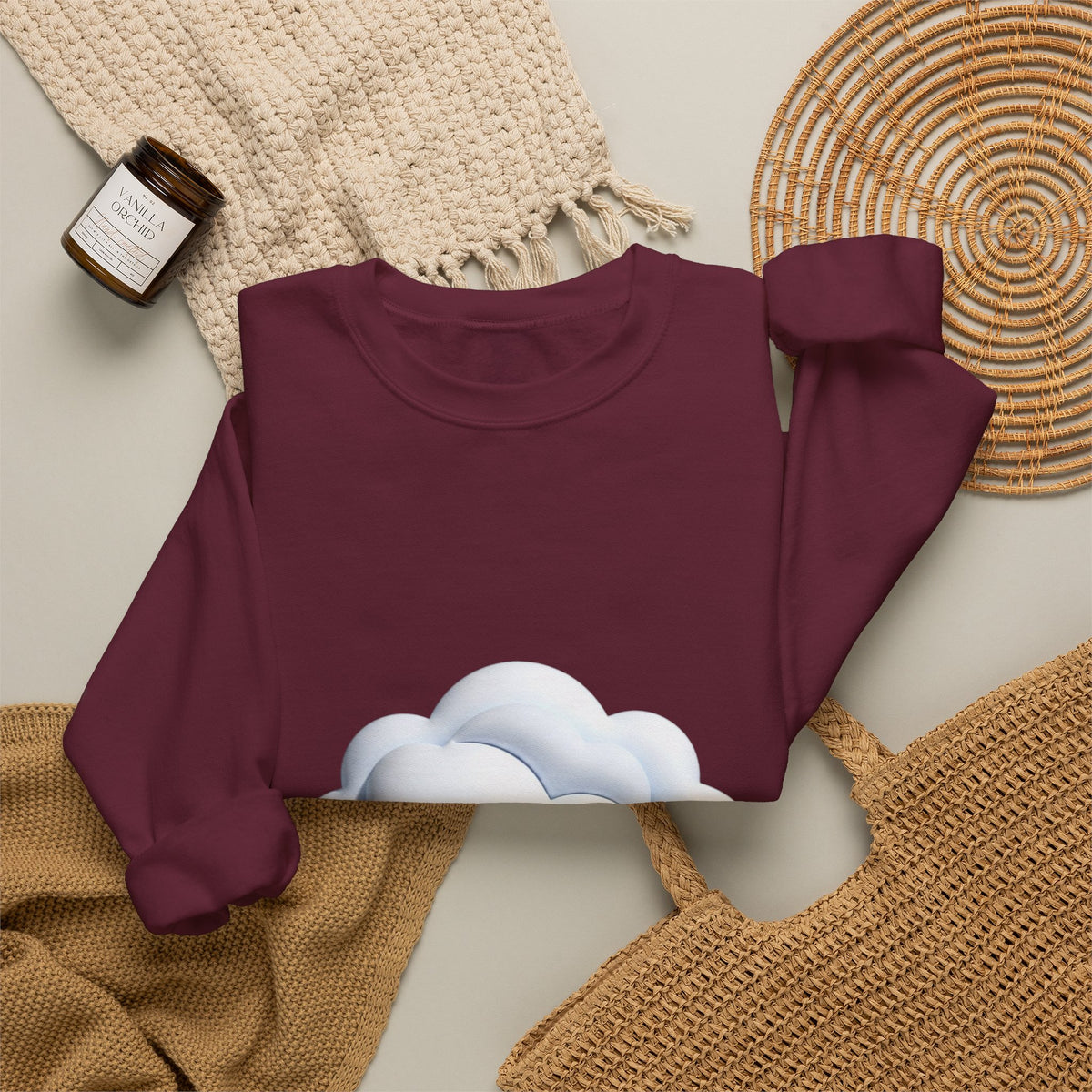 Cloud Graphic Sweatshirt — Soft White Cozy Crewneck