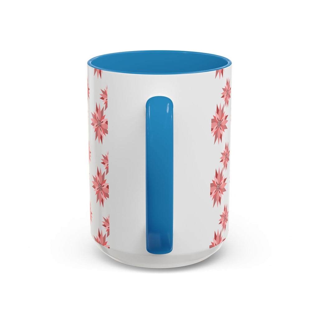 Pink Geometric Floral Accent Coffee Mug — 11/15oz