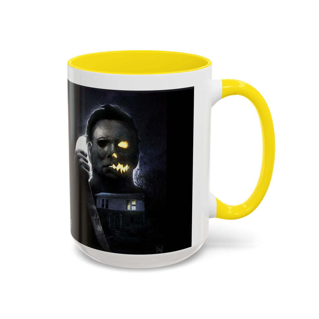 Halloween Michael Myers Accent Coffee Mug — Spooky Horror Movie Jack-O'-Lantern Face (11/15oz)