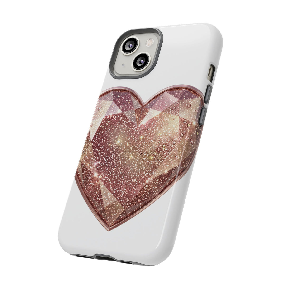 Rose Gold Glitter Crystal Heart Phone Case