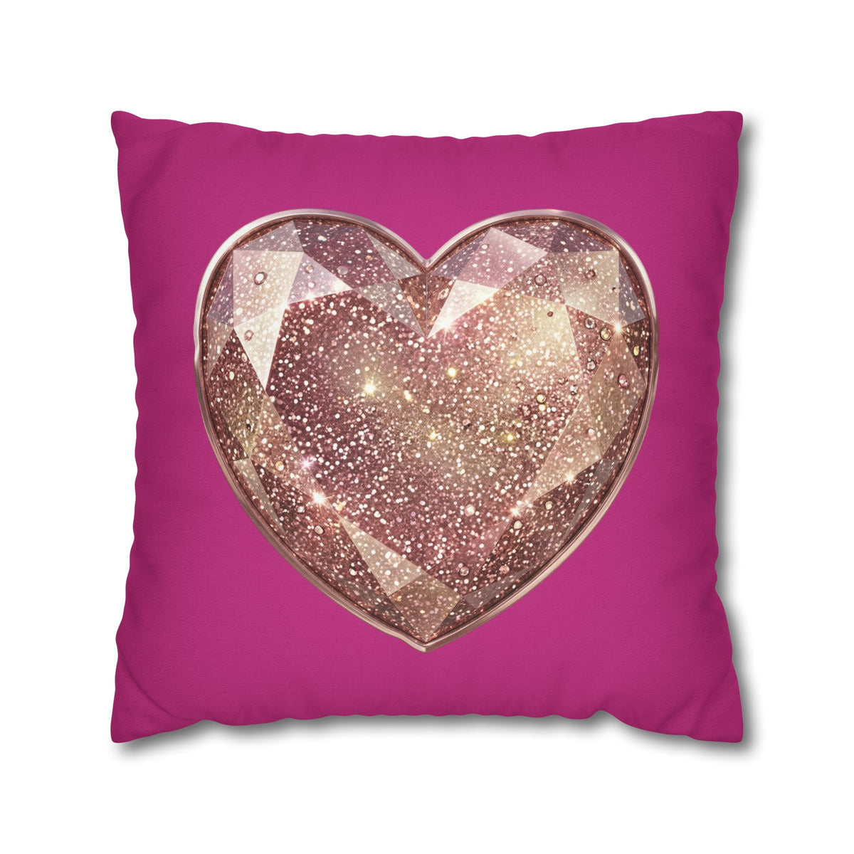 Sparkling Rose Gold Heart Throw Pillowcase- Magenta