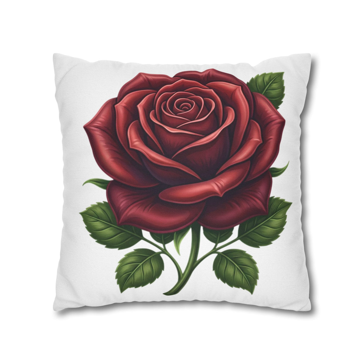 Red Rose Spun Polyester Square Pillowcase
