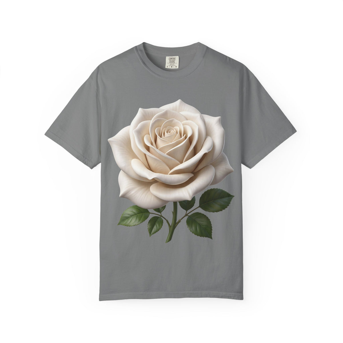 White Rose T-Shirt — Realistic Vintage Floral Tee