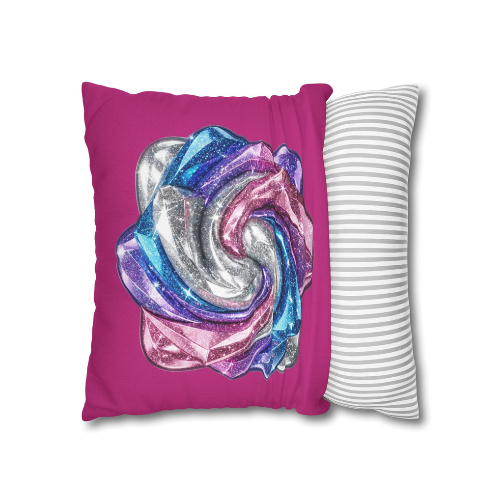 3D Glitter Design Magenta Spun Polyester Square Pillowcase
