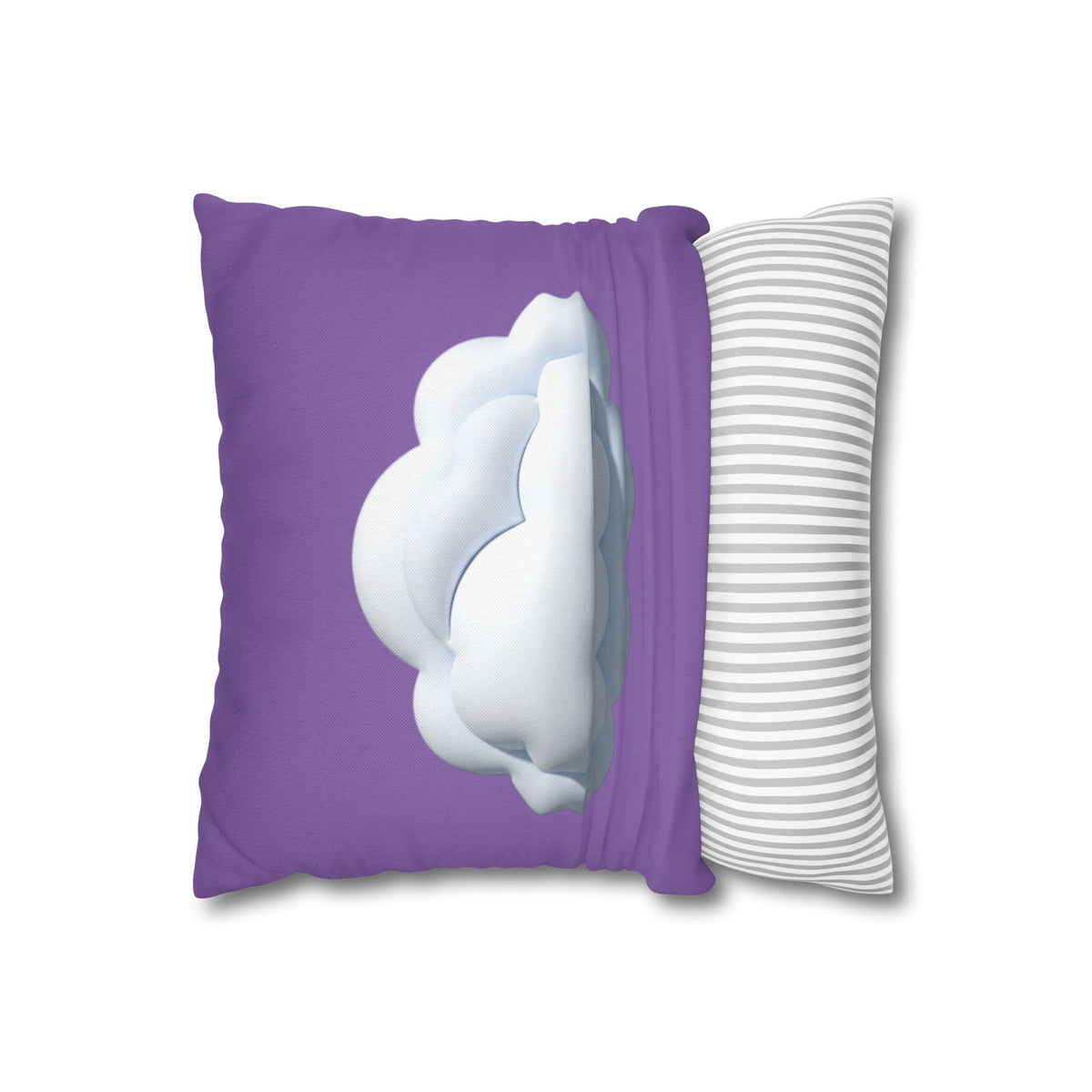 Cloud Graphic Pillowcase — Light Purple Decorative Square Throw Pillow