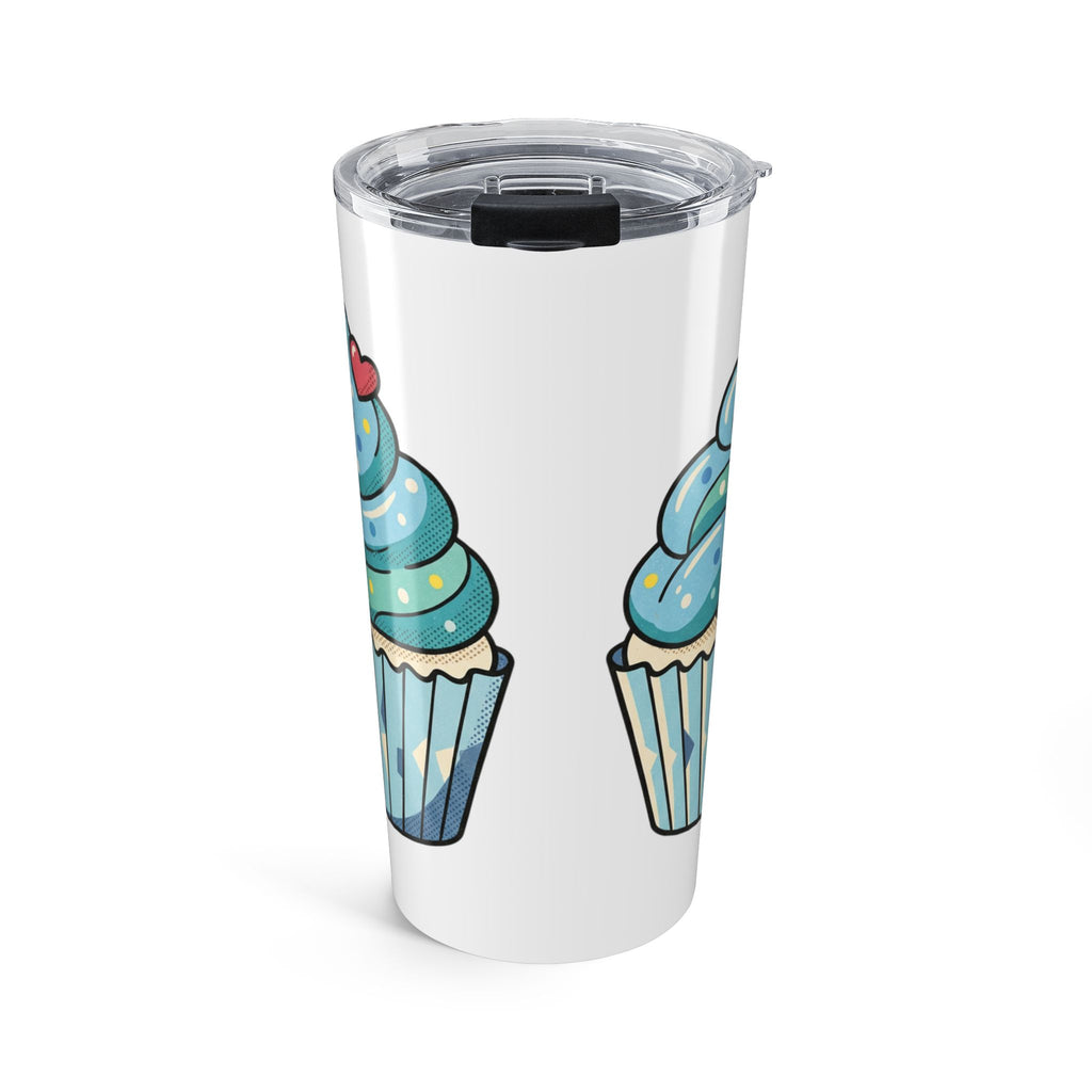 Cupcake Stainless Tumbler 20oz – Blue Frosting Travel Mug- White