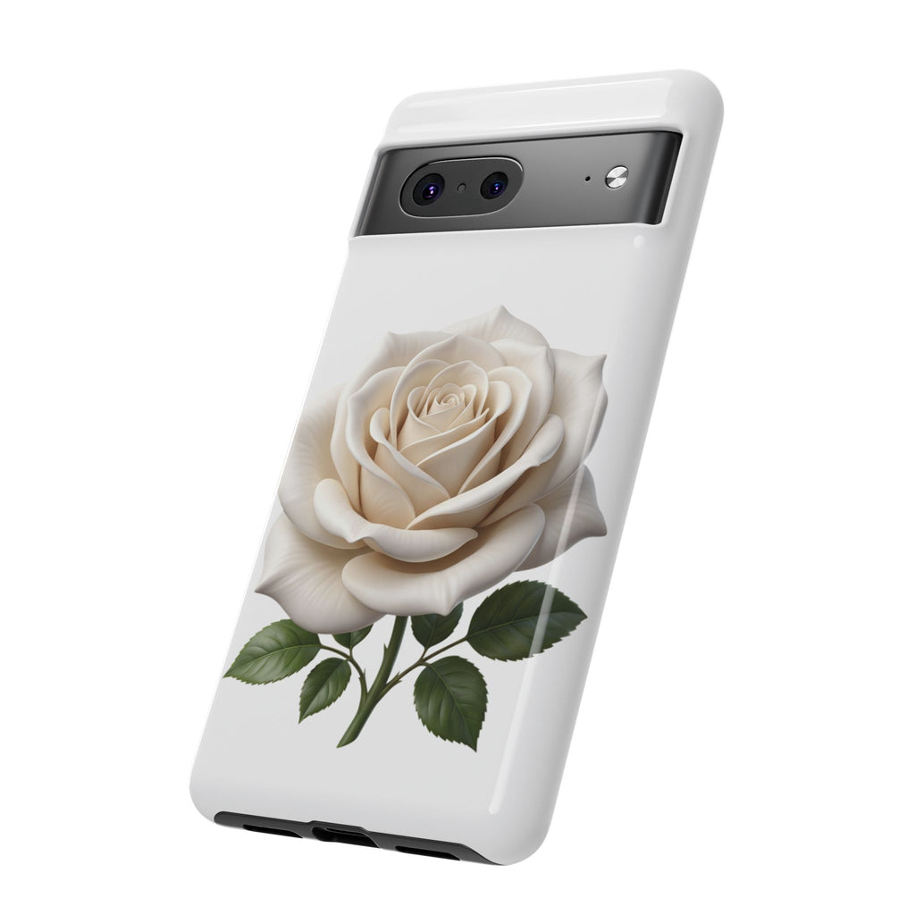 White Rose Tough Phone Case – Elegant Floral Protective Cover