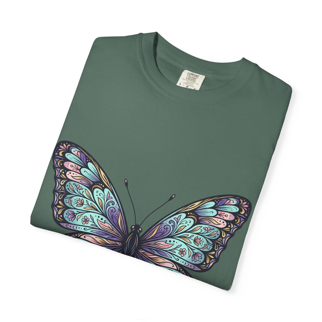 Butterfly Art T‑Shirt — Blue Purple Ornamental Butterfly Graphic Tee